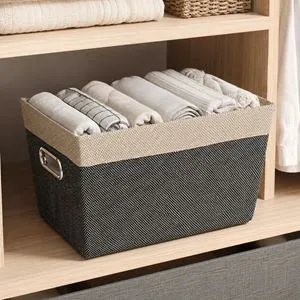 Cos de Depozitare Gri cu Manere Metalice 40x28x23cm