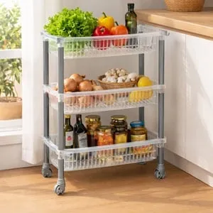 Etajera de Bucătărie cu 3 Niveluri din Plastic Transparent