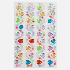 Stickere acrilice decorative set mixt cu inimioare și flori multicolor