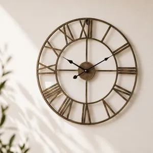 Ceas de perete din metal, bronz, Ø50 cm, cifre romane – poza 2