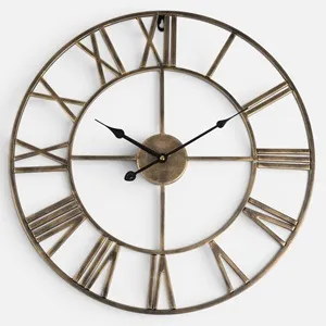 Ceas de perete din metal, bronz, Ø50 cm, cifre romane – poza 4