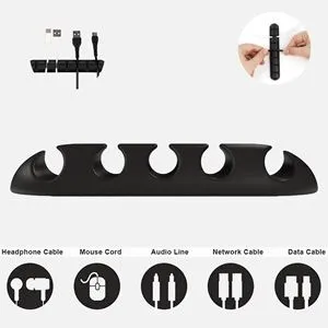 Organizator cabluri din plastic cu 7 poziții negru
