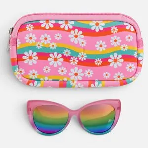 Set Ochelari de Soare Roz cu Model Floral pentru Copii - Protecție UV