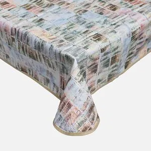 Fată de masă textilă cu model geometric, Maro-gri, 140x180 cm