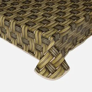 Față de masă plastificată cu model impletit bej & olive 180x140cm