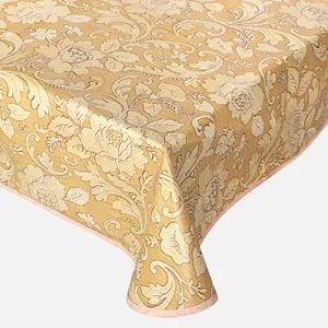 Față de masă plastifiată florală 180x140 cm, bej-portocaliu, pentru bucătărie – poza 3