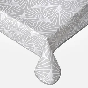Față de masă plastifiată gri cu model liniar alb 180x140 cm – poza 2