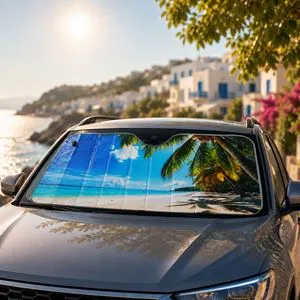 Parasolar auto pliabil cu ventuze, protecție la soare pentru autoturism