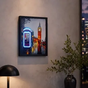 Tablou decorativ cu iluminare neon Londra 30x40 cm – poza 3