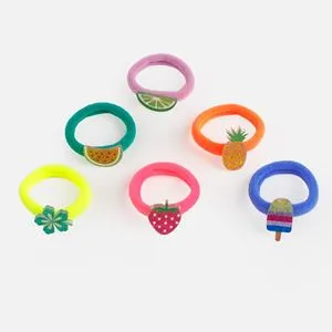 Elastice de păr cu fructe pentru copii, set 6 bucăți, multicolore