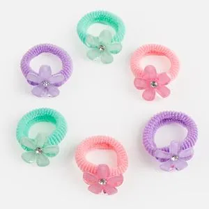 Elastice de păr frotte cu flori pentru copii, set 6 bucăți, multicolore