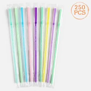 Paie reutilizabile flexibile din plastic, multicolore, 250 buc, 230 mm, ambalate individual