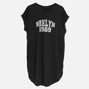 Rochie de Plajă Oversized Negru cu Imprimeu Alb