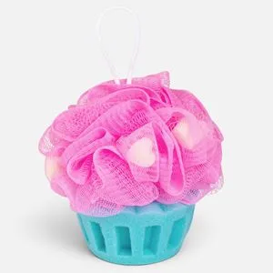 Burete de baie soft, forma cupcake, roz intens