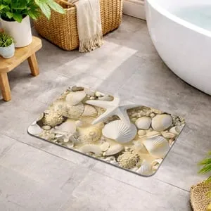 Covoras de baie din cauciuc cu model scoici și stea de mare – poza 3
