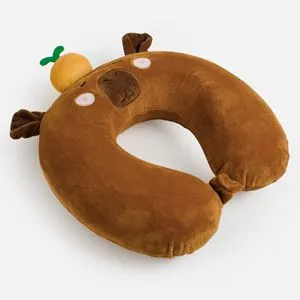 Pernă de călătorie pentru copii din Memory Foam, 32x28x9 cm, Maro, Model Capybara