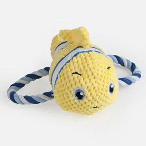 Jucărie Pestisor cu Sfoară și Sunet pentru Câine, 17 cm, Galben