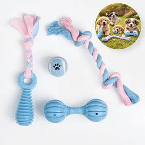 Set Jucării pentru Câini, 4 bucăți, Material TPR cu Sunet