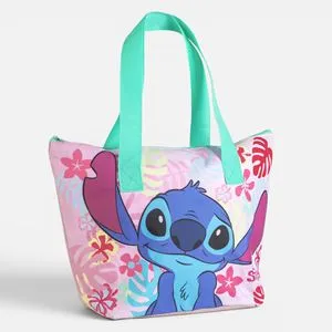 Geantă de umăr roz cu model Stitch și imprimeu floral