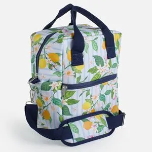 Geantă termoizolantă cu model lămâie, 6L, 21x13x27 cm, albastru cu dungi