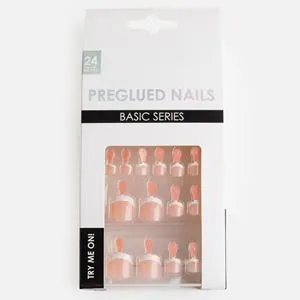Unghii False Square cu French Roz, 24 buc, cu Adeziv