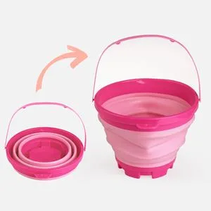 Găleată de plajă pliabilă, Roz Fucsia, Ø21x10-15cm