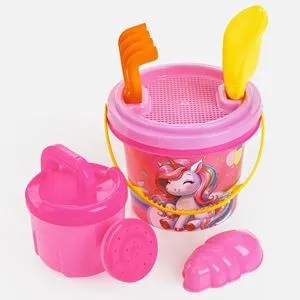 Găleată de plajă cu model Unicorn, Ø14x12cm, Set cu 4 accesorii