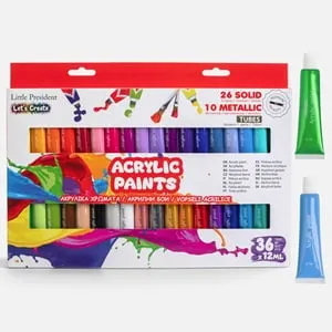Set 36 Vopsele Acrilice 12ml Mate si Metalizate pentru Pictura – poza 2
