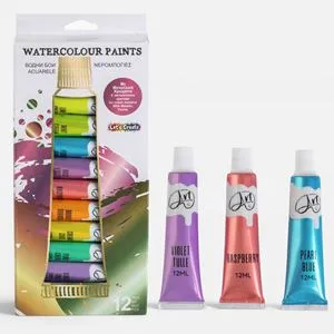 Set Acuarele Culori Metalizate 12ml - 12 Bucăți pentru Pictură Artistică