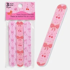 Set 3 Pile de Unghii Scurte cu Fundite Roz, 12.5 cm, 220 Grit