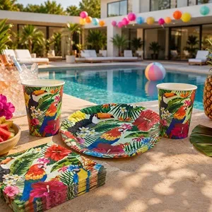 Pahare de petrecere din hârtie Aloha Summer, 240 ml, 12 bucăți – poza 3