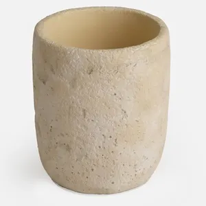 Suport pentru periute de dinti din ciment bej oval Ø8,5x10cm
