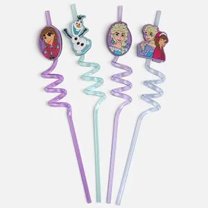 Paie reutilizabile din plastic răsucite cu figurine Frozen, 4 bucăți, 6x270 mm