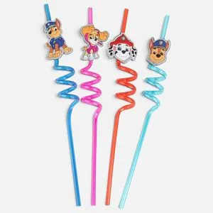 Paie reutilizabile din plastic răsucite Paw Patrol, 4 bucăți, 6x270 mm
