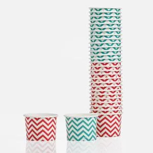 Cupe de hârtie pentru înghețată, 120 ml, 30 buc, model zig-zag roșu și turcoaz