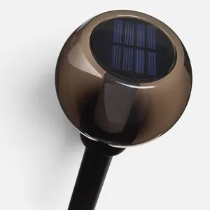 Felinar solar de grădină cu glob din sticlă fumurie, 29 cm, LED alb cald – poza 4