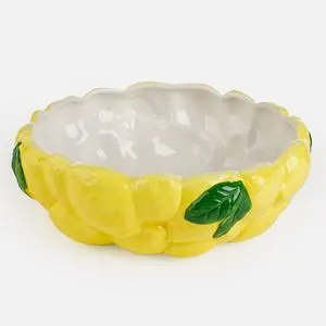 Bol decorativ din ceramică cu model lămâi, Ø24x8cm
