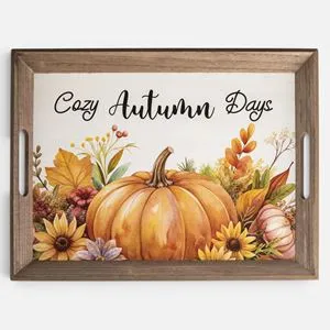 Tava Decorativa din Lemn cu Dovleci 45x34cm