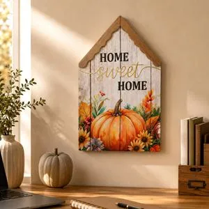 Tablou decorativ dovleci toamnă Home Sweet Home casetă portocaliu maro