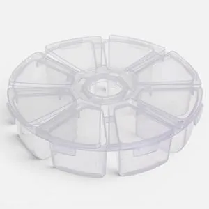 Organizator Rotund din Plastic cu 8 Compartimente pentru Obiecte Mici