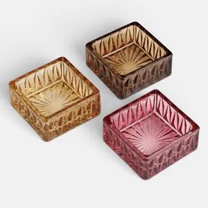Set de 3 Baze Decorative din Sticlă Maro-Roz-Bej