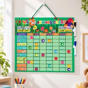 Tabla magnetică de recompense cu animăluțe, 44x39 cm, pentru copii