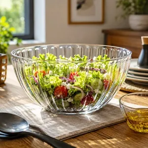 Bolă mare pentru salată din plastic cu design cu relief