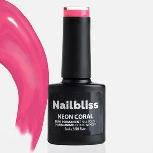 Oja semipermanentă neon coral, 8 ml, finisaj strălucitor