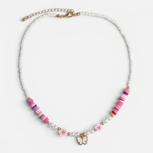 Colier cu Margele Fimo și Charm Fluture pentru Cadou