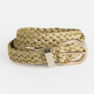Curea Impletita cu Catarama Aurie pentru Femei - Accesoriu de Talie Elegant