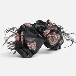 Clama de Par cu Funda Florala si Pene pentru Femei 13cm