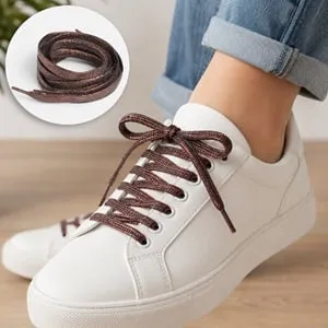 Sireturi metalizate maro pentru pantofi casual – poza 2