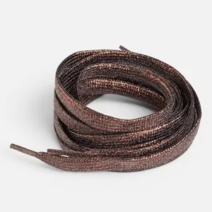 Sireturi metalizate maro pentru pantofi casual – poza 3