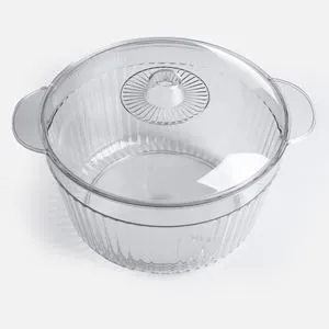 Salatiera din Plastic cu Capac, 3.8L, Transparenta, cu Manere